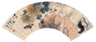 倪墨畊 1910年作 猫蝶图 框